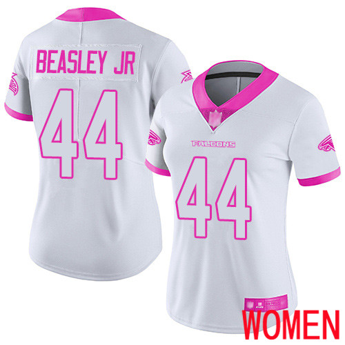Atlanta Falcons Limited White Pink Women Vic Beasley Jersey NFL Football #44 Rush Fashion